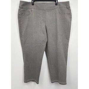 Ruby Rd. Pull On Stretch Crop Capri Jean Embellished Hem Gray 24W